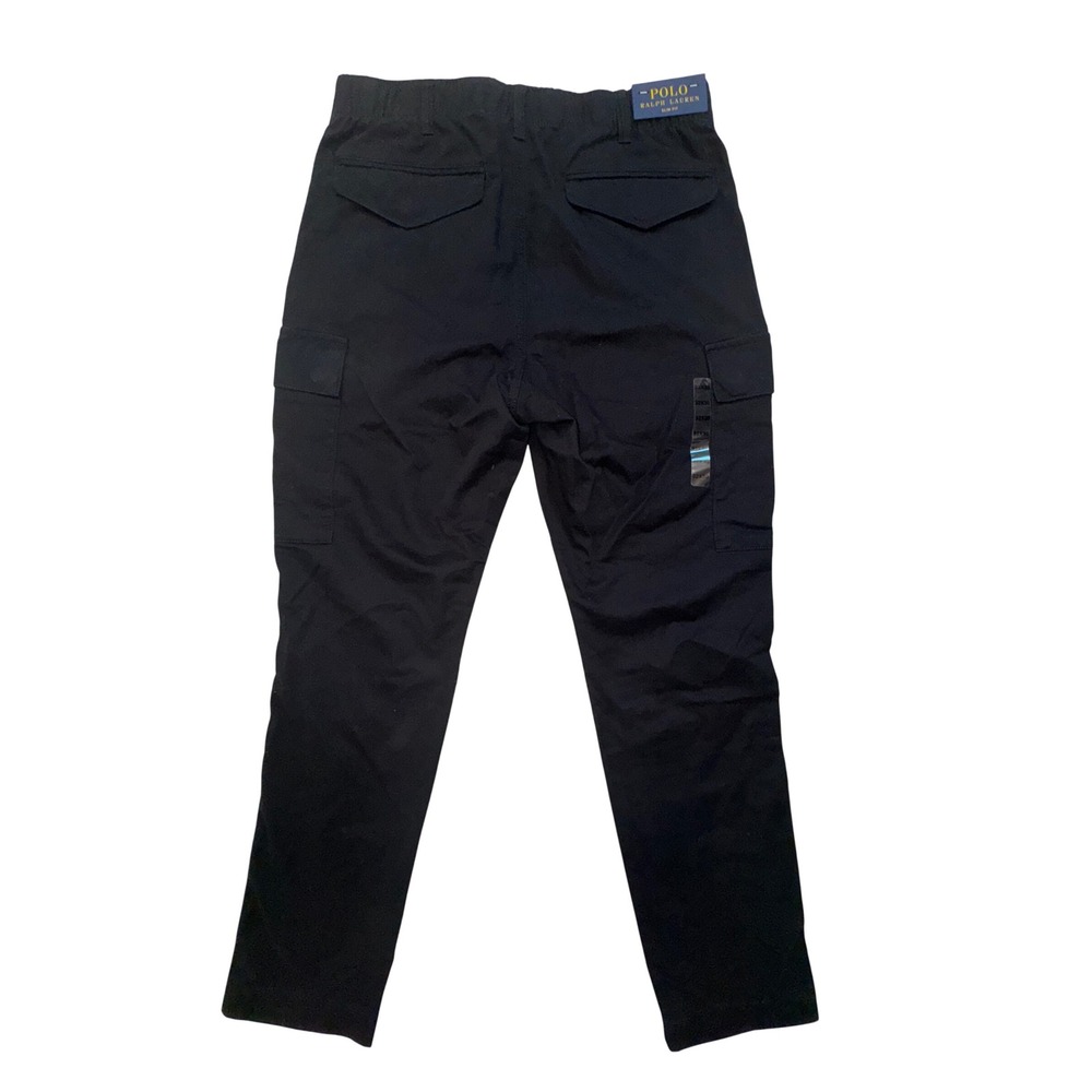 Polo Ralph Lauren Cargo Pants Mens Black Slim Fit Drawstring Waist 32/30 NEW - Picture 3 of 7